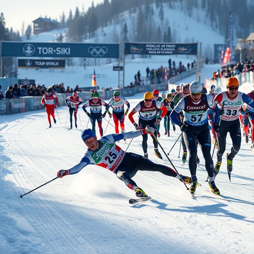 Драма российского лыжника на Тур де Ски: падение Коростелева в дуэли с Клебо