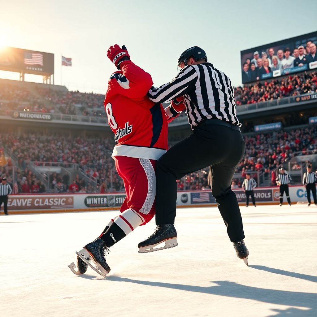Судья уложил Овечкина на лёд: безумный эпизод и победа «Вашингтона»